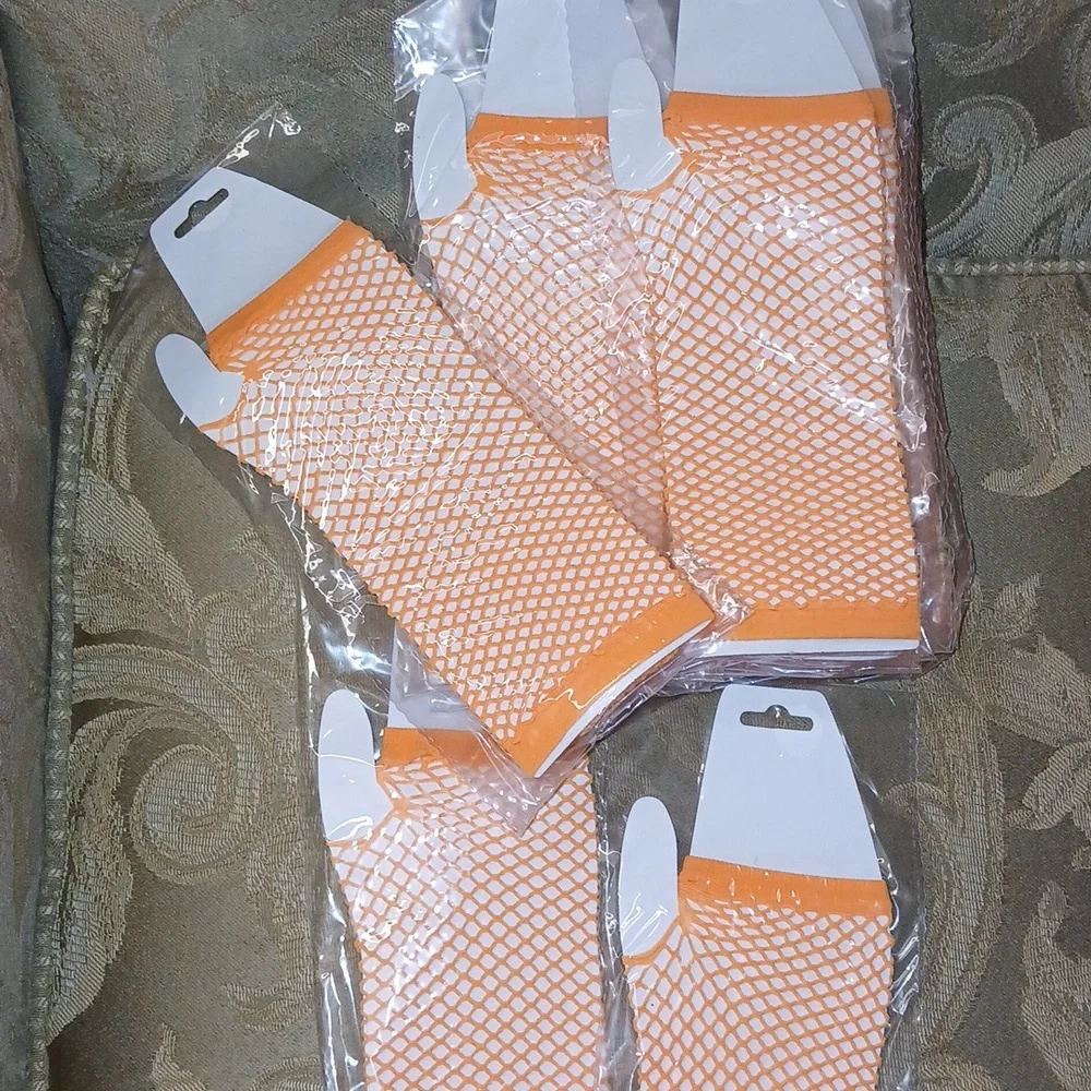 Orange Fishnet Arm Warmers Party favors lot of 12 NWT